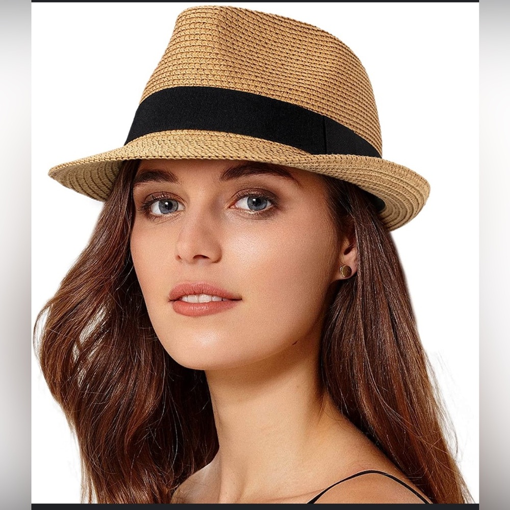 Stylish Tan Fedora with Black Ribbon